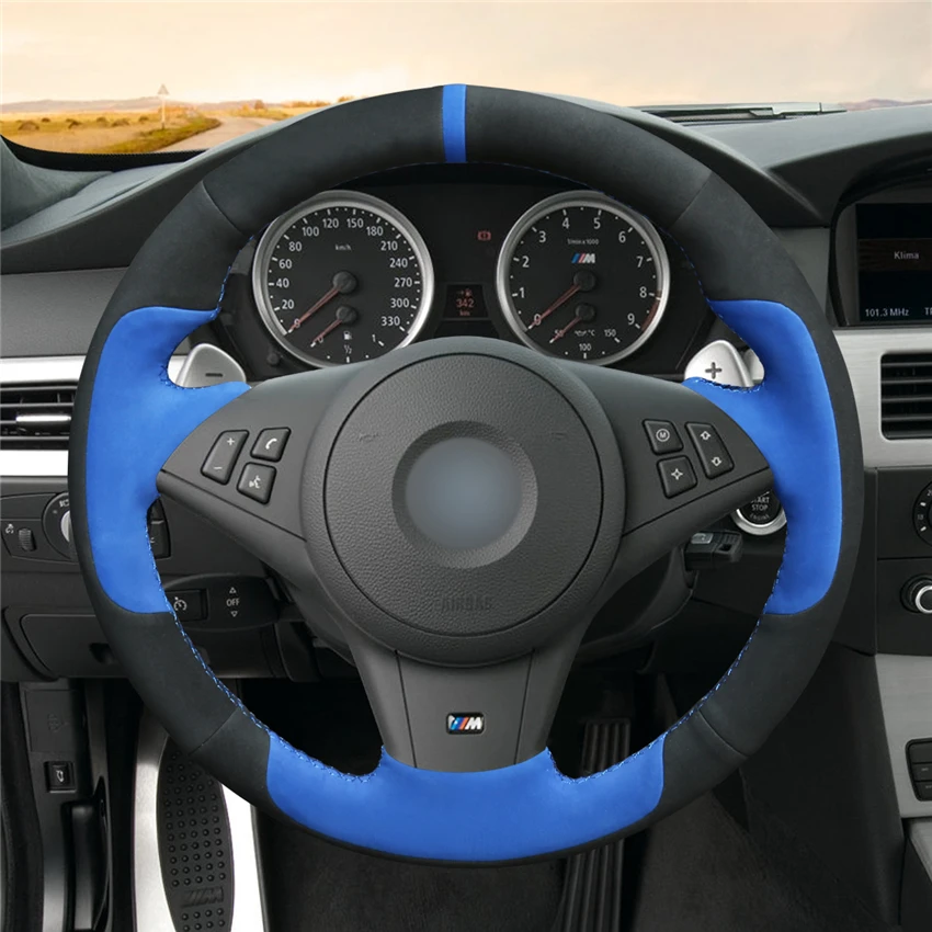 MEWANT черная замша синяя модный стиль удобный чехол рулевого колеса автомобиля для