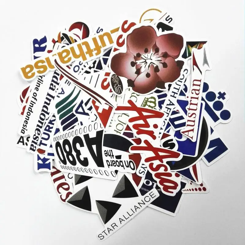 52 шт./лот Фирменные наклейки для багажа чемодана скейтборда двигателя с