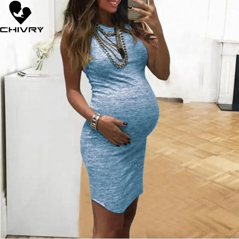 Платья для беременных Chivry Одежда летнее повседневное платье с круглым вырезом