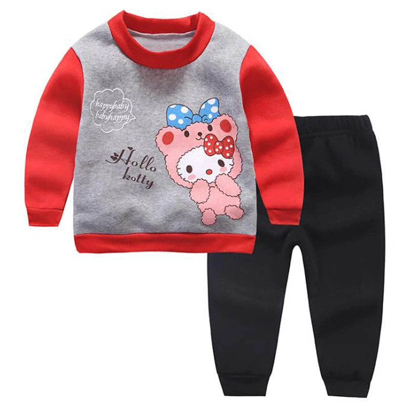 Infant Girls Cartoon Rabbit Children Warm Woolen Clothing Set Toddler Kids Boys Long Sleeve Blouse Coat Pants Clothes Tracksuit | Детская