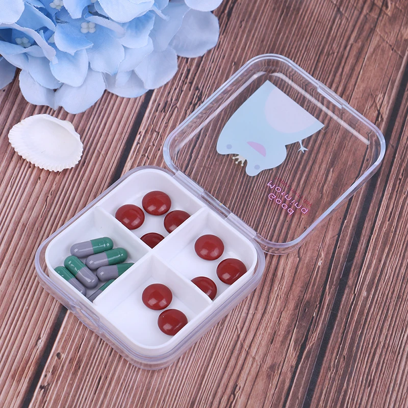 Портативный 4 сетки таблетки коробка лекарств таблетки хранения держатель разветвитель чехол для хранения Органайзер Контейнер чехол для таблеток Чехол для лекарств