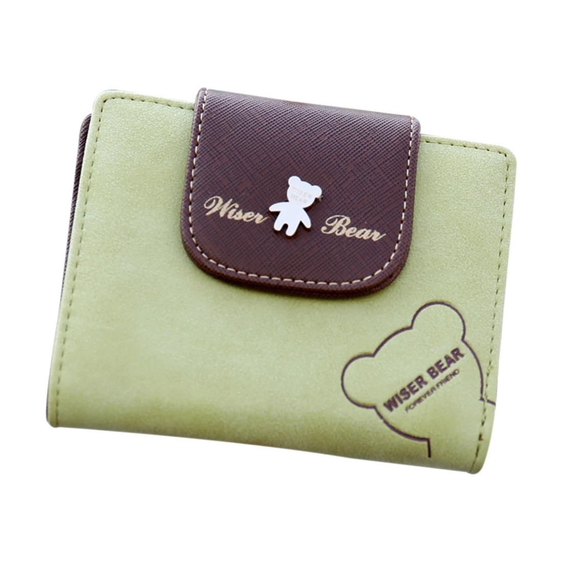 Модный женский кошелек с милым медведем кожаный небольшой застежкой отделением