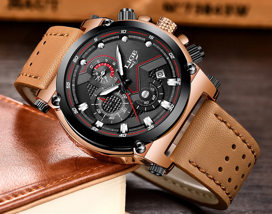 Relojes hombre LIGE мужские часы Топ бренд класса люкс повседневные спортивные кварцевые часы мужские кожаные военные светящиеся водонепроницаемые наручные часы