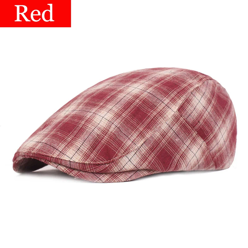 Red RoxCober винтажные хлопковые береты, клетчатая кепка Newsboy, плоская кепка s, шапка для мужчин и женщин, кепка плюща, шляпа в стиле Гэтсби, козырьки, остроконечные Блиндер шапки - Цвет: Red