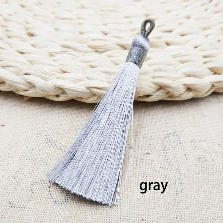 gray 12 шт./лот 8 см кисточкой с висит кольцо шелковой бахромой Прошитые челка с отделкой кисточками декоративного ключа кисточки для штор дома украшения - Цвет: gray