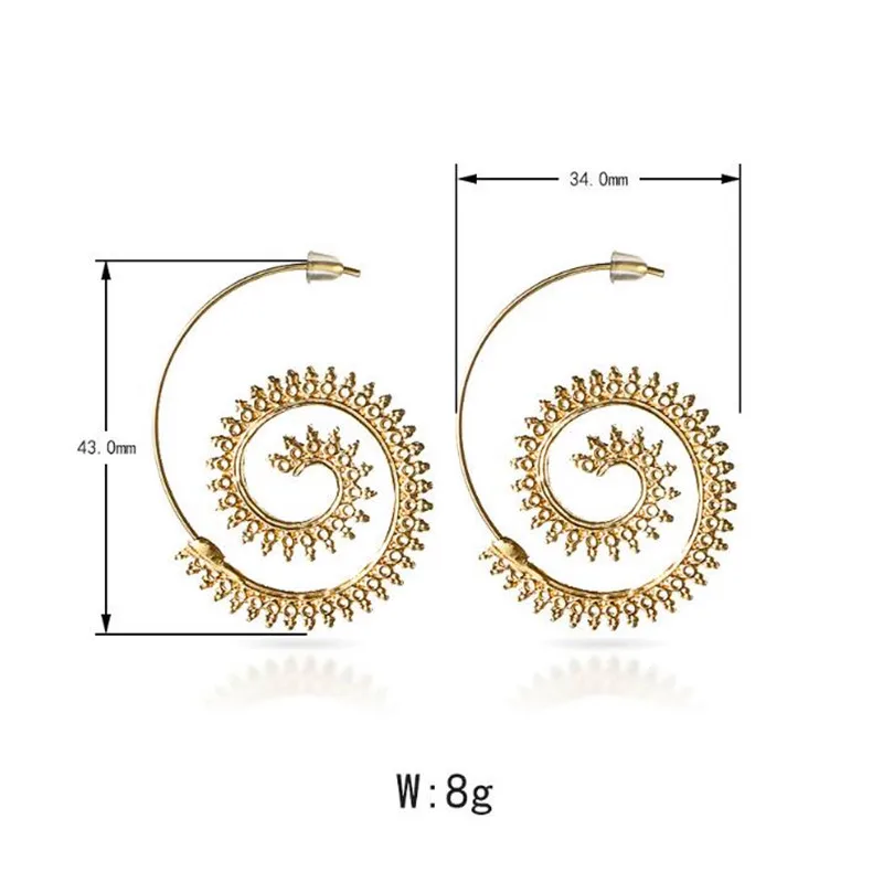 Yiustar 2017 Новое поступление большой вихревой Серьги для Для женщин простой улитка
