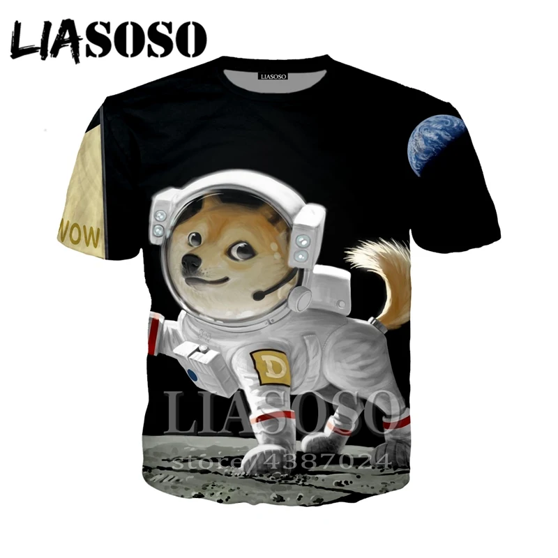 LIASOSO для мужчин женщин 3d принт Homme doge футболка пространство собака хип хоп аниме