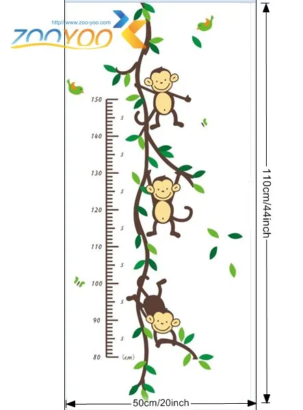 Милые играющие обезьяны на деревьях настенные наклейки для детских комнат ZooYoo1208