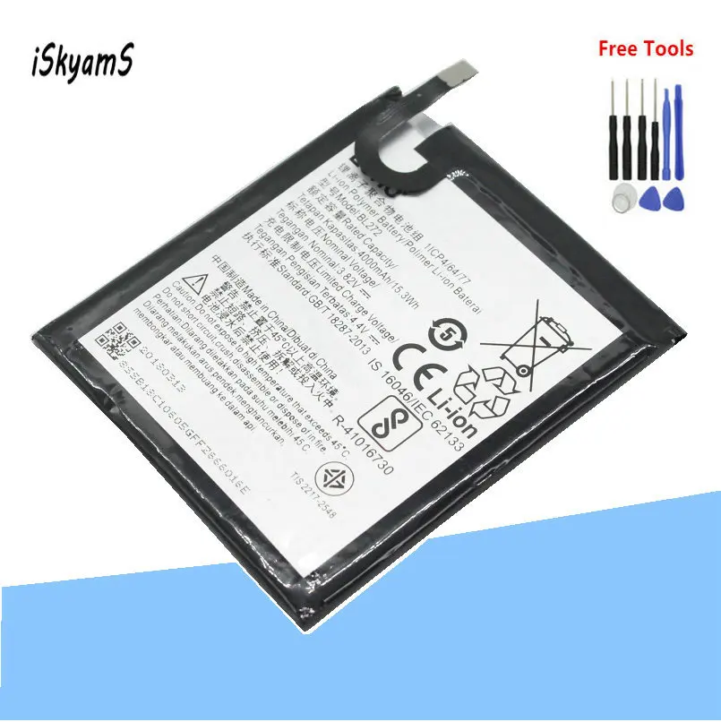 ISkyamS 1x4000 мАч BL272 высококачественный Сменный аккумулятор для телефона Lenovo Vibe K6 Power