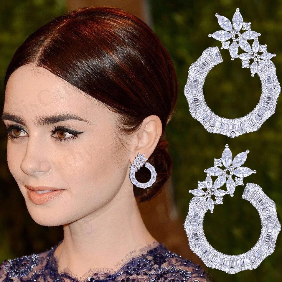 Женские Геометрические серьги SISCATHY с микро-инкрустацией из фианита для свадьбы