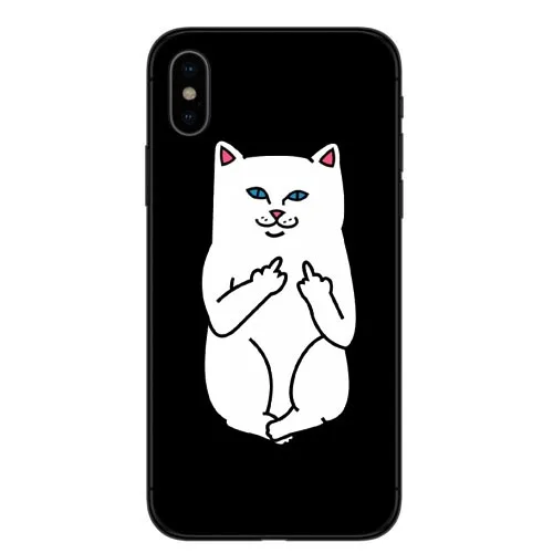 Милый мультяшный средний палец кошка из мягкого силикона чехол для iphone 5 6 7 S SE 8 X XS