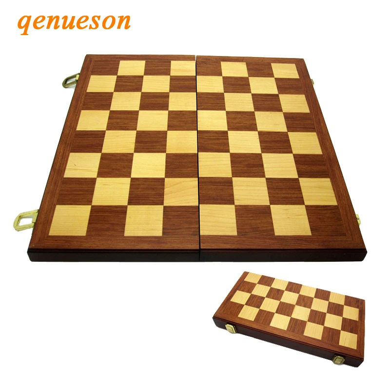 High Quality 38cm*38cm Folding Wooden Chess Set Solid Wood Chessboard Box No Magnetic And Chess Pieces Entertainment Board Games