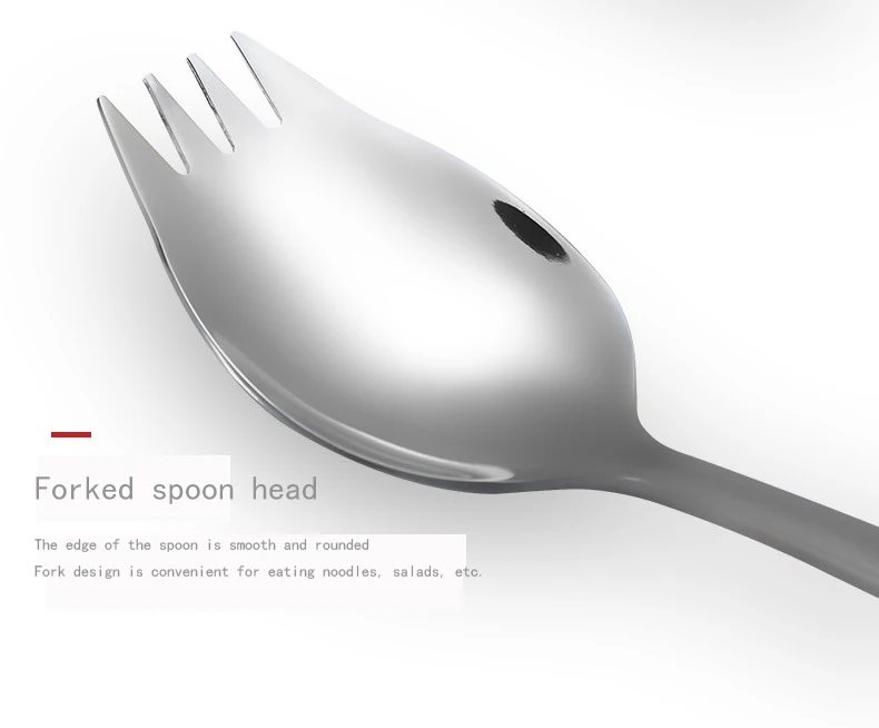 1 шт. многофункциональная ложка для салата Spork из нержавеющей стали 304, вилка с длинной ручкой для пикника, вилки для фруктов, используемая для лапши, столовая посуда