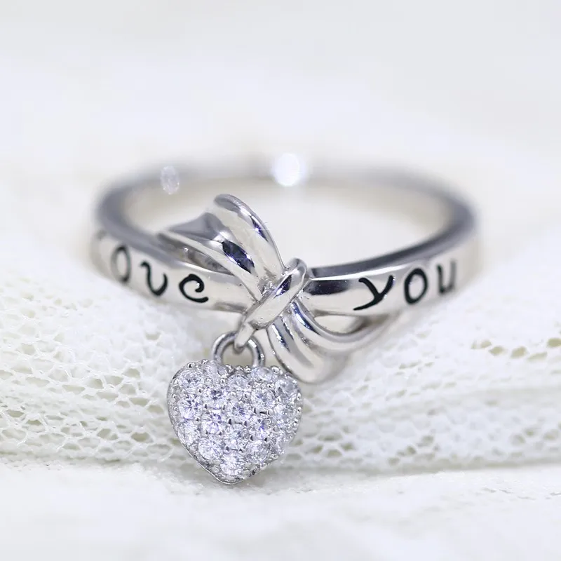 Ювелирные изделия 2018 I love You Weddin розовое золото кольца для женщин Подвеска камни и