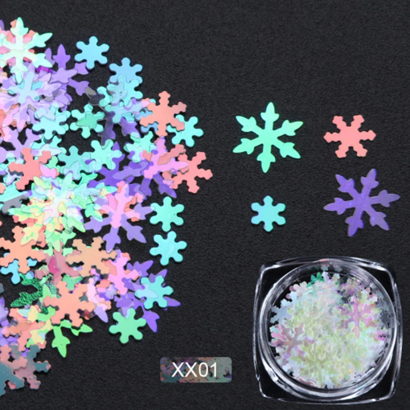 1 шт. лазерные снежинки блестки зимние снежные Блестки для ногтей Holo AB цветные