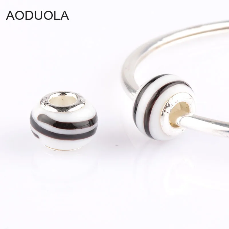 Стеклянные бусины AODUOLA с белыми и черными линиями подходящие стильные
