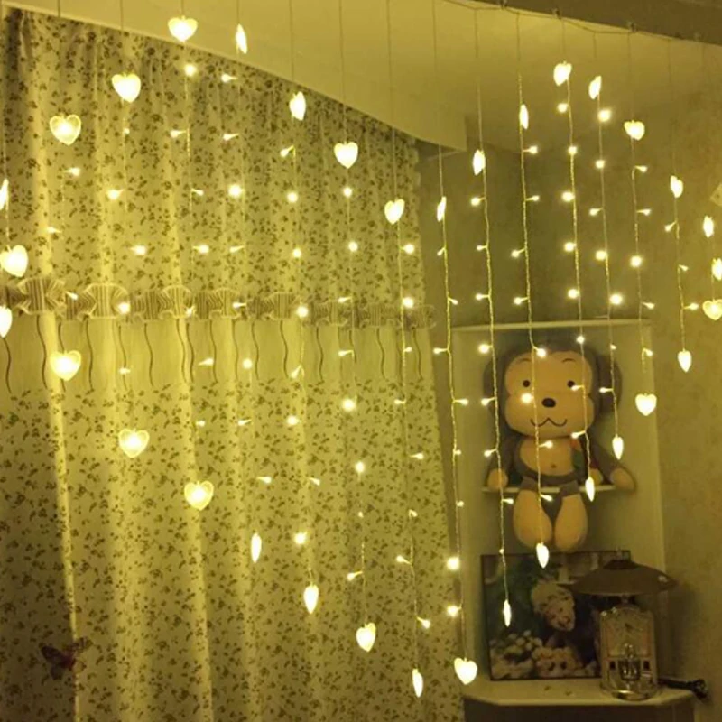 СВЕТОДИОДНАЯ Гирлянда-занавес в форме сердца светодиодная гирлянда Сказочная