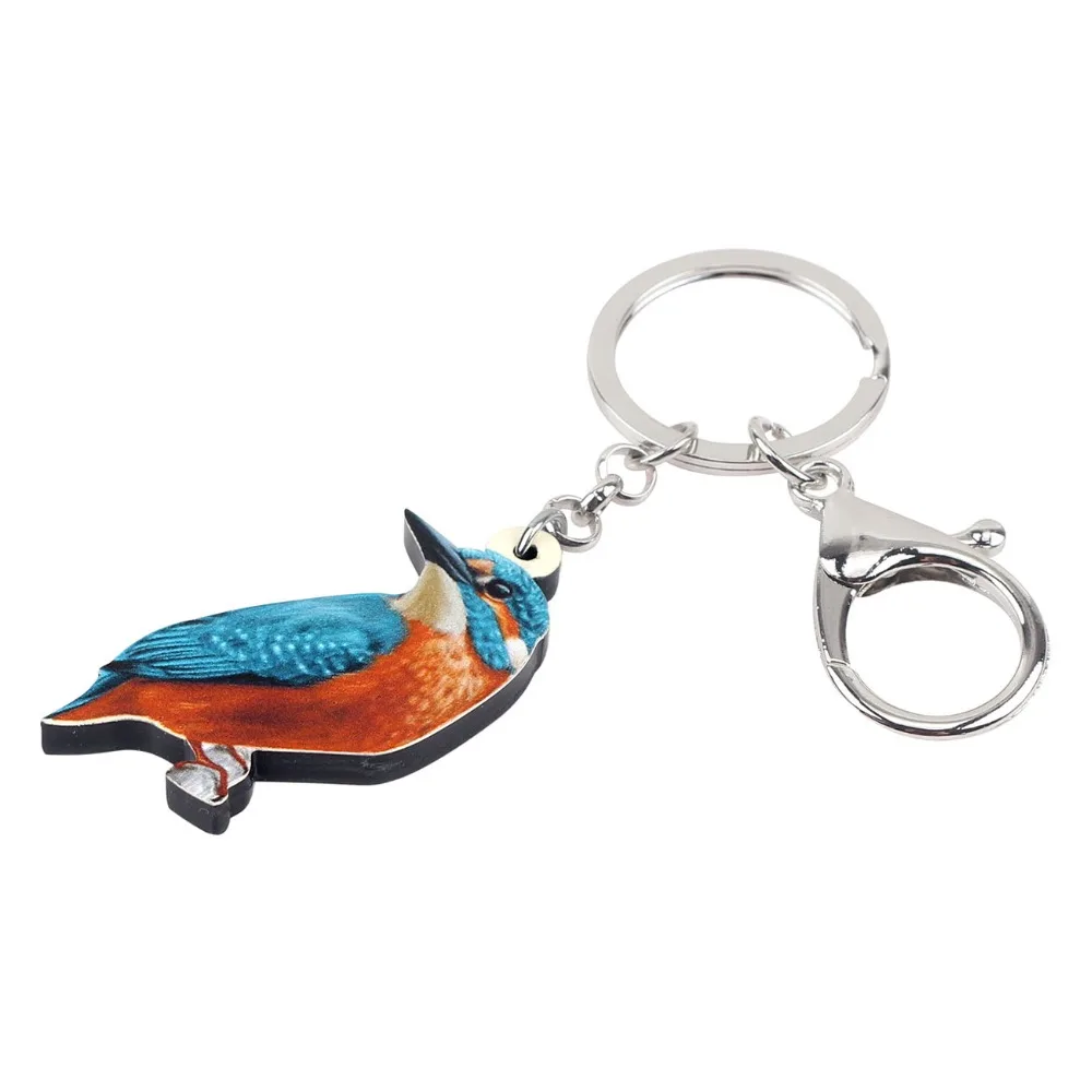 Bonsny акриловый цветочный альцедо брелок для ключей Kingfisher Bird брелоки цепочки