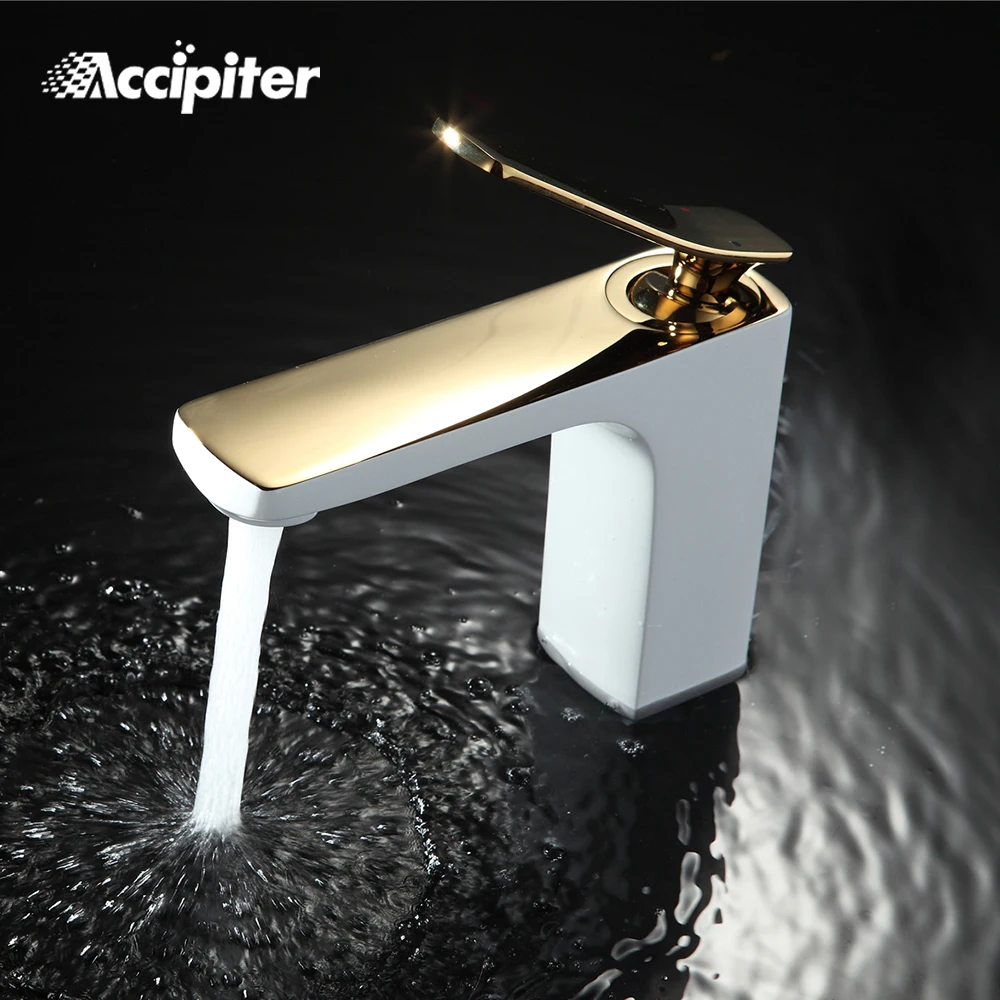 

Bathroom Faucet Chrome/ Gold White Painting Faucet Basin Sink Mixer Tap Brass Made Deck Mounted Basin Faucet