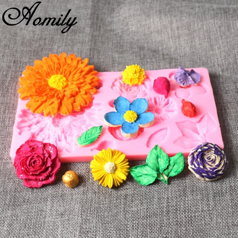 

Aomily 12 Flowers Silicone Mold DIY Cake Fondant Decorating Tools Homemade Cookies Chocolate Molds Bakeware Kitchen Baking Mould