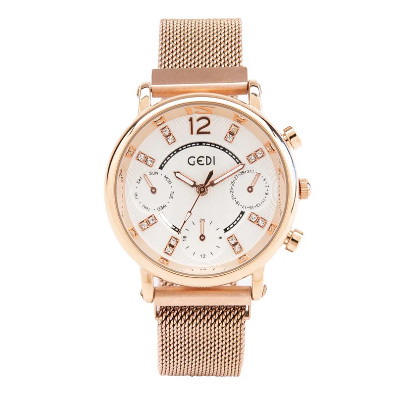 

magnetic watch Luxury Brand Ladies Quartz Watch Women's Watches Mesh Band Casual Rose Gold Bracelet Wristwatch reloj mujer