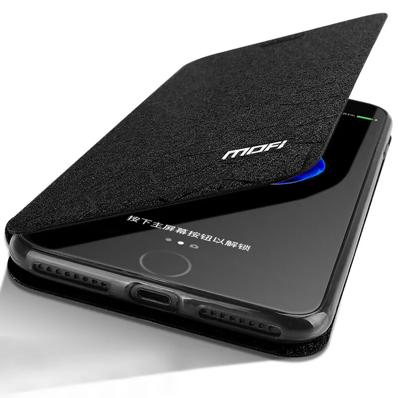 Чехол для iphone 8Plus кожаный Mofi защитный чехол противоударный силиконовый Флип Роскошный чехол Apple iphone 7 чехол iphone 8Plus чехол