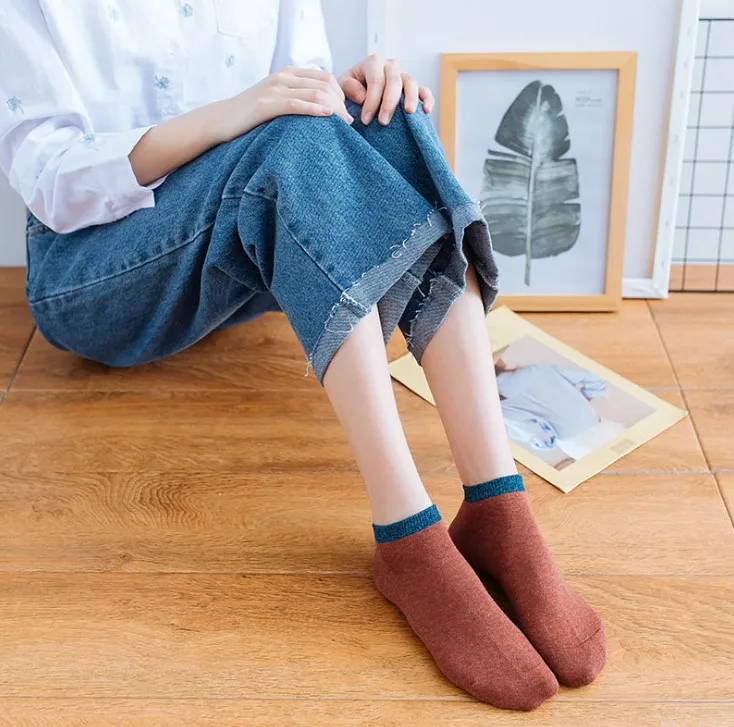 Однотонные носки для женщин весна/лето 2019 хлопковые носки-тапочки 12 парт/лот |