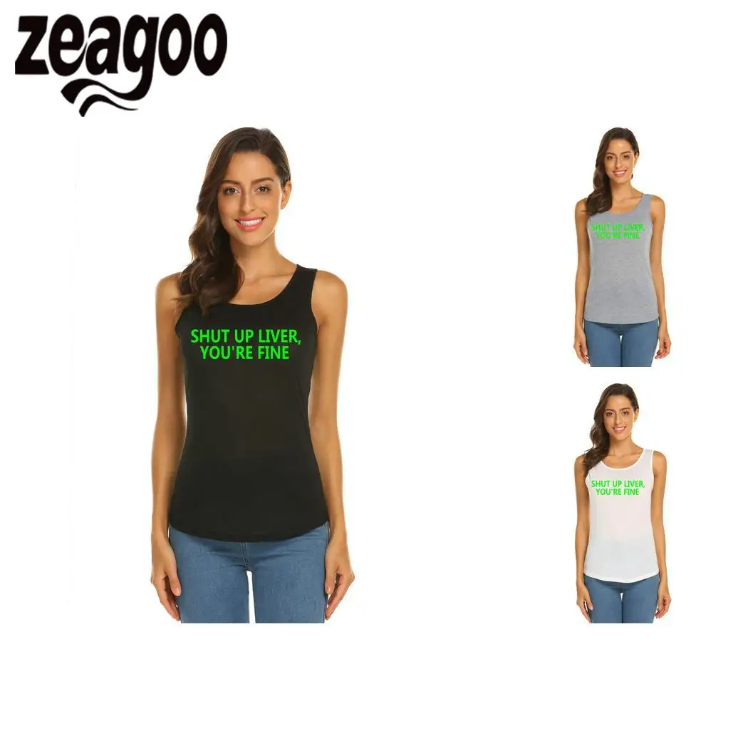 Zeagoo круглым вырезом Повседневное одноцветное Для женщин без рукавов Slim Fit мягкий