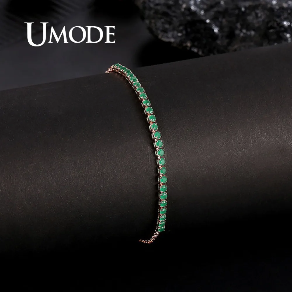 UMODE, 6 цветов, модные женские теннисные браслеты, циркониевая цепочка, розовое золото, женские модные ювелирные изделия для девочек UB0128