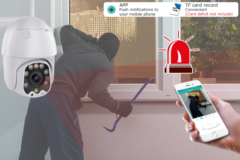 Наружная скоростная купольная IP камера 1080P PTZ беспроводная Wi Fi безопасности с