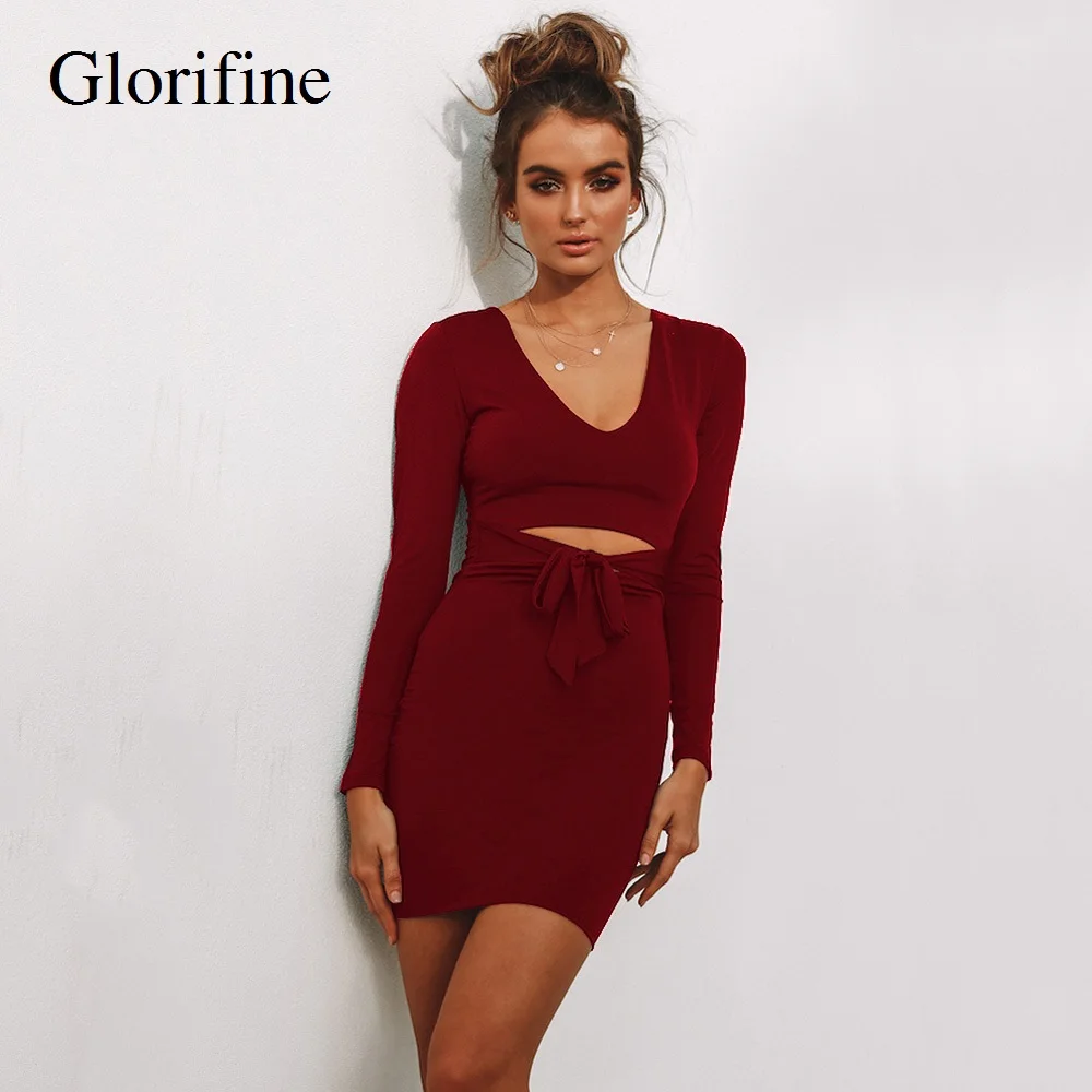Женское облегающее платье с поясом Glorifine повседневное однотонное длинным