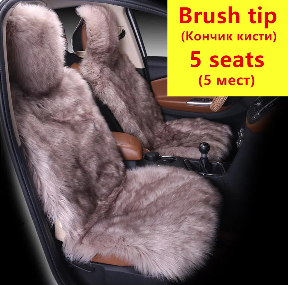 5 seats 5 сидений, длинный мех, овчина, чехлы для автомобильных сидений, осень и зима, аксессуары для интерьера, защита для автомобильных сидений, горячая распродажа - Название цвета: 5 seats