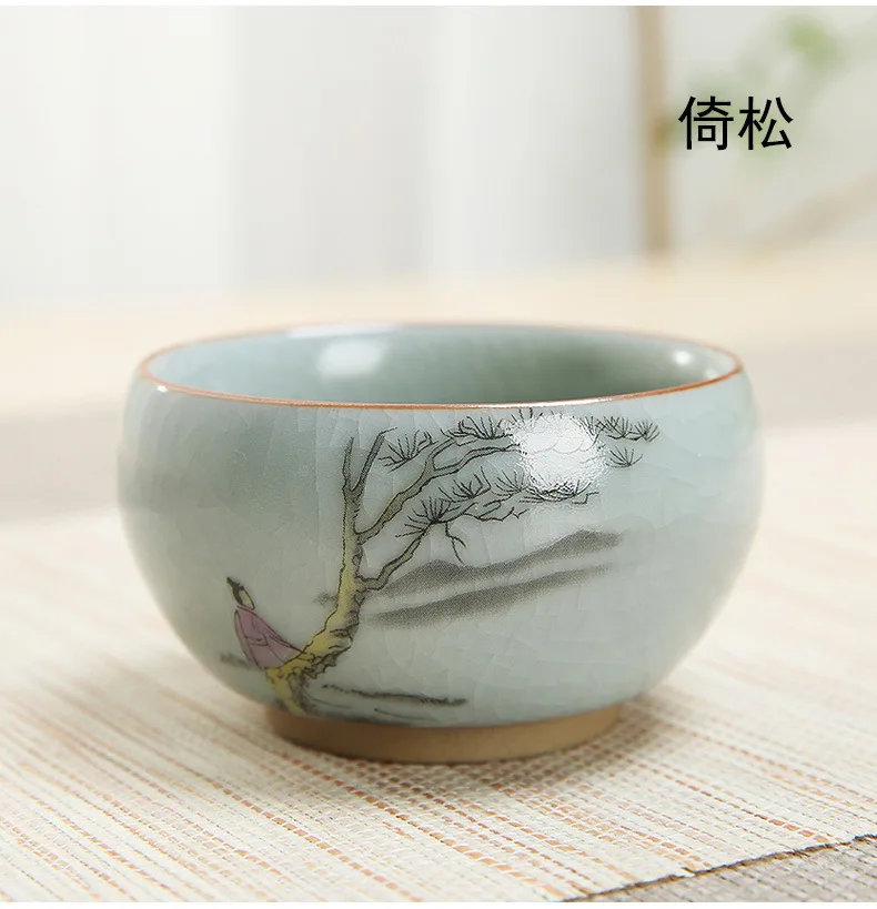 Ceramics your kiln ice crack ceramic tea cup master cup painted landscape painting tea cup