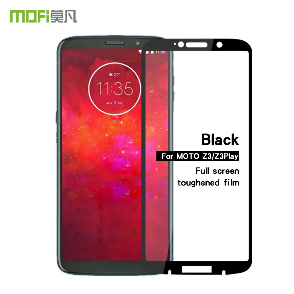 Black Для Motorola Moto Z3 play закаленное стекло Mofi 3D изогнутое закаленное стекло экран полное покрытие пленка для мотора Moto Z3 - Цвет: Black