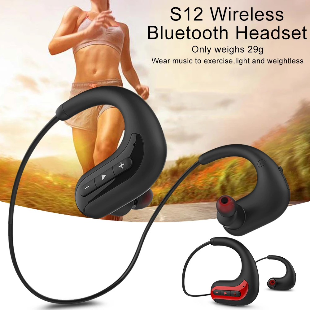 S12 Bluetooth Earphone Wireless Stereo Bass 8G Memory 8 Level Waterproof Sports Swimming Earbuds High-End Headphone With Card
