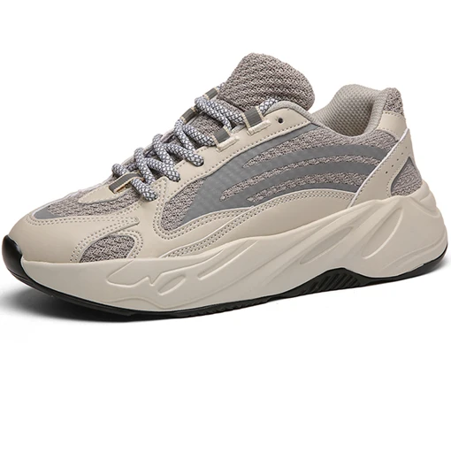 Beige Men Shoes Мужские кроссовки бренд Звезда шоу суперзвезда светящаяся толстая подошва тренд кроссовки Zapatos Мужская Спортивная обувь Мужская Уличная прогулочная - Цвет: Beige Men Shoes