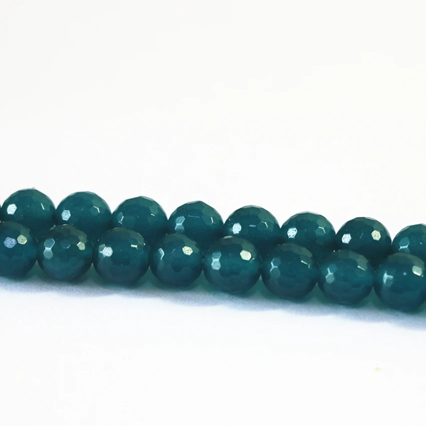 

Blue natural stone dyed jades chalcedony 4mm 6mm 8mm 10mm 12mm Fashion charming faceted round diy beads 15 inches B15