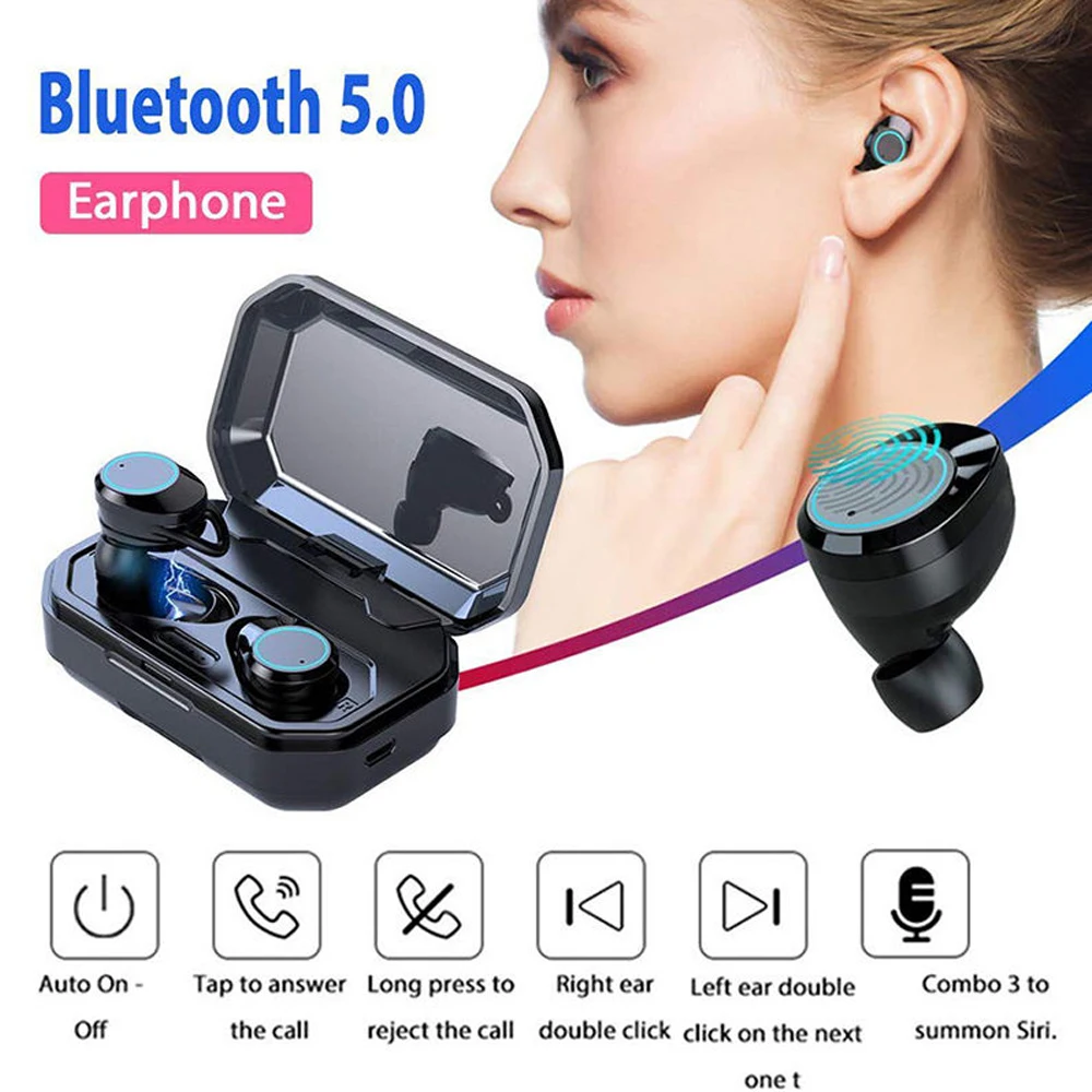 Q6 TWS Bluetooth 5 0 гарнитура с сенсорным управлением IPX7 Водонепроницаемая беспроводная