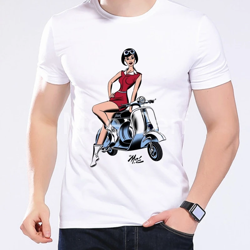 Горячая распродажа! Vespa футболка для мужчин новый урожай скутер в байкерском