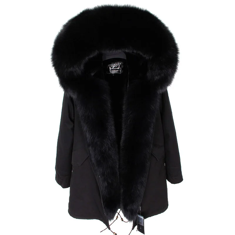 Maomaokong2018 newoversize Лисий меховой воротник съемный liningparkerсредней длины пальто женская одежда тонкий мех - Цвет: 5