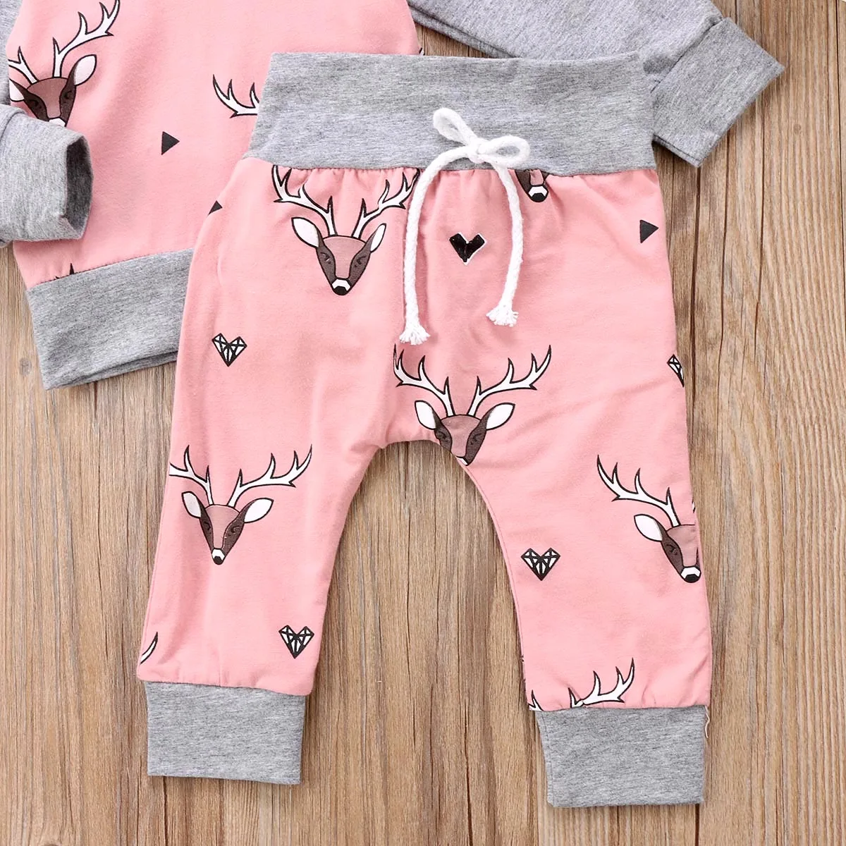 2 шт. для новорожденных Одежда маленьких девочек толстовки с капюшоном и оленями