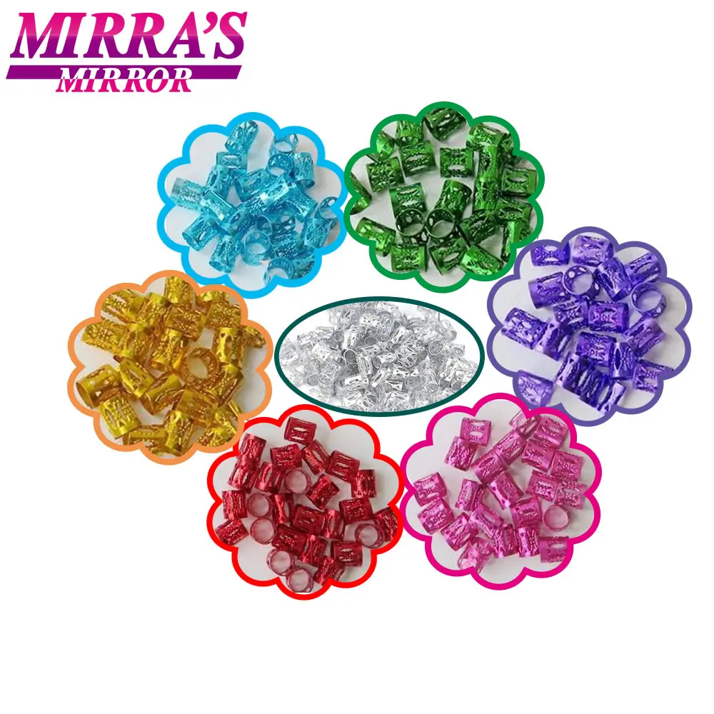 Зеркальные Кольца для волос Mirra 100 шт. смешанные бусины косичек серебряные кольца