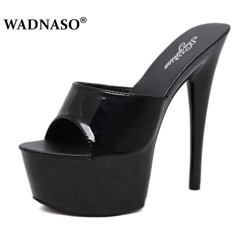 Летние Элегантные туфли тапочки на высоком каблуке 15 см прозрачные стеклянные