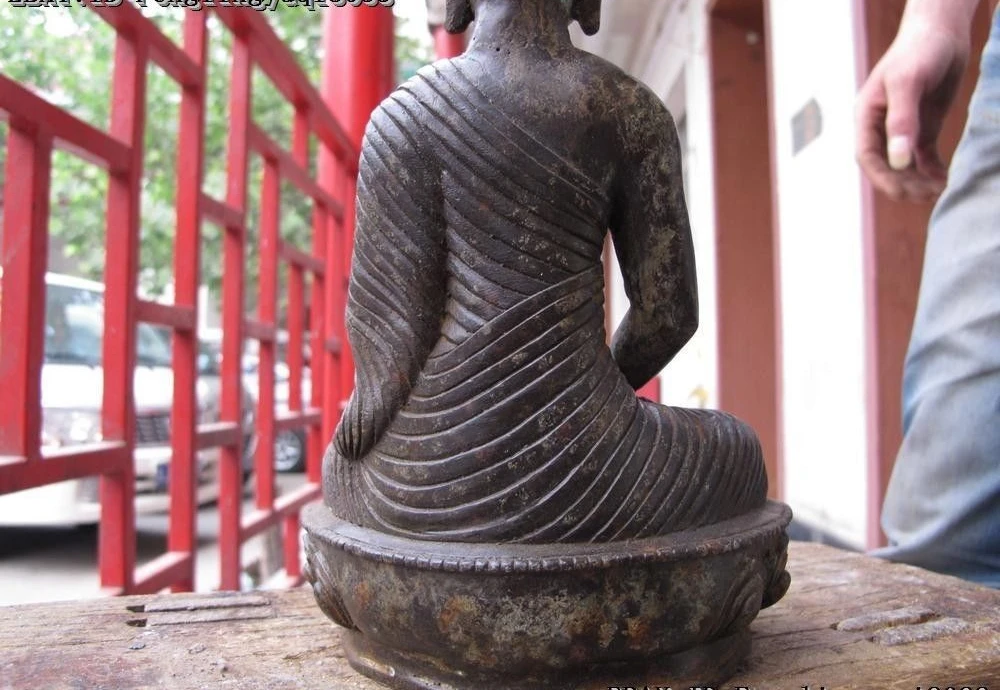 Tibet Old Fane Bronze Copper kasaya Sakyamuni shakyamuni Tathagata Buddha Statue | Дом и сад