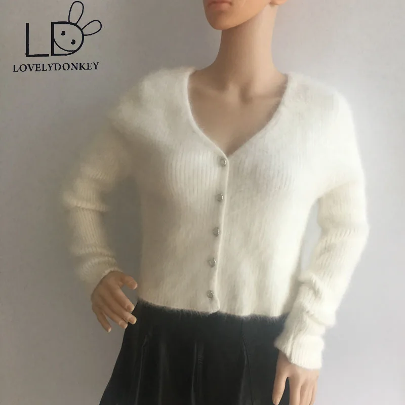 

Женский вязаный кардиган LOVELYDONKEY, кашемировый норковый свитер, кашемировое пальто, большой размер, бесплатная доставка, M671