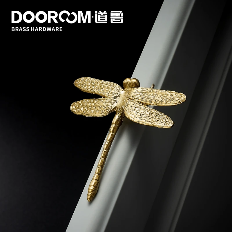 Dooroom латунные стрекозы декоративные ручки для мебели скандинавские Ins золотого цвета для ящика двери шкафа шкаф комод ручки
