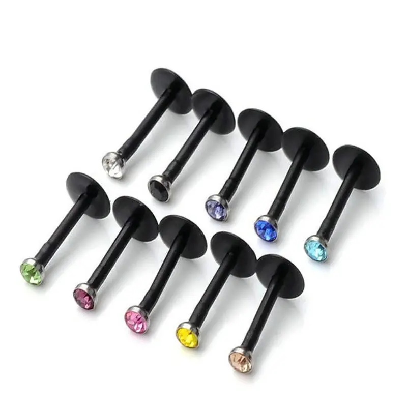 20 шт./лот смешанные цвета биапласт штанга Лабрет для губ новинка звезда пирсинг