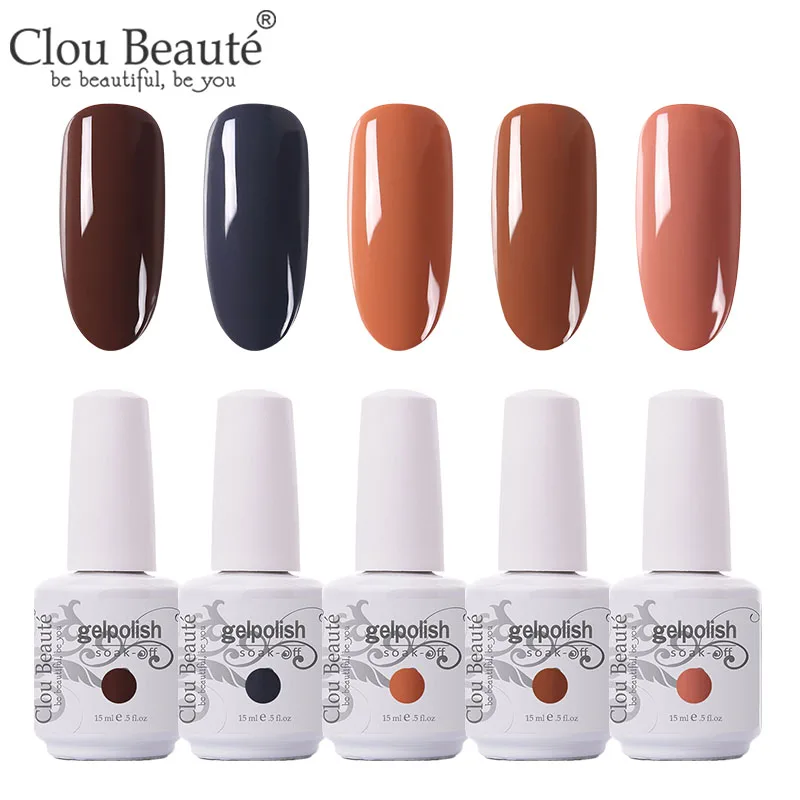 Clou Beaute 5 шт./лот УФ гель лак для ногтей Набор для маникюра геллак Полупостоянный гибридный дизайн ногтей УФ-гель для ногтей - Цвет: 5pcs-15ml-ZH37
