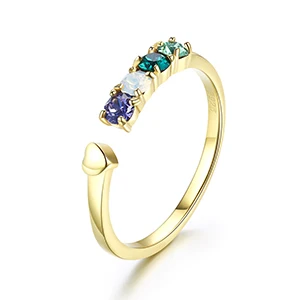 Gold Яркое кольцо с кристаллами Swarovski из серебра 925 пробы, изысканное Ювелирное Украшение, Подарок на годовщину - Цвет камня: Gold
