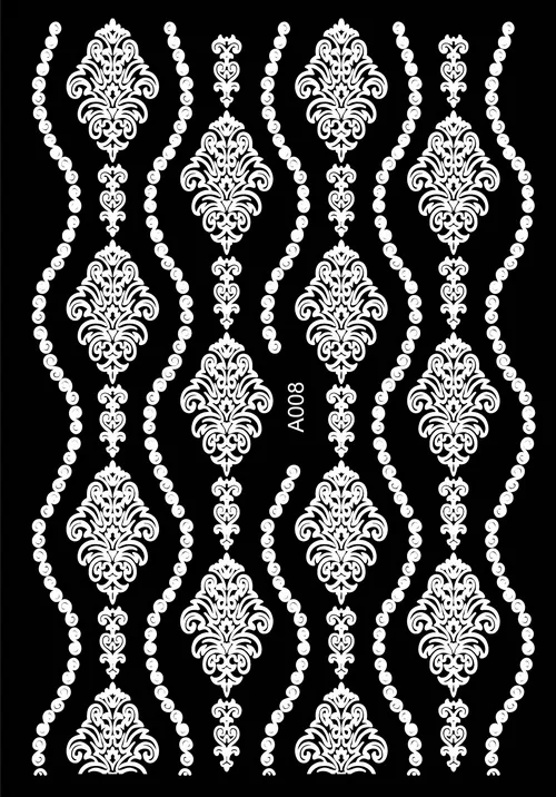A008 White 3D наклейка для ногтей, наклейка на заднюю панель, роскошный дизайн, все для маникюра, белая наклейка, украшение для ногтей, аксессуары для ногтей DIY - Цвет: A008 White
